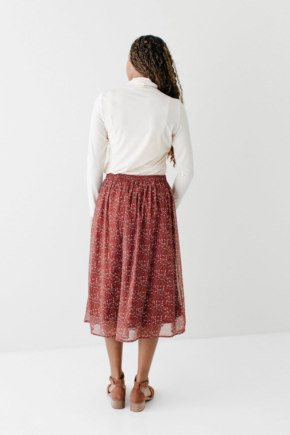 Chiffon Floral Midi Skirt
