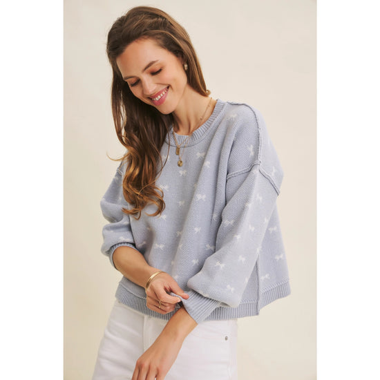 Jacquard Balloon Sleeve Sweater