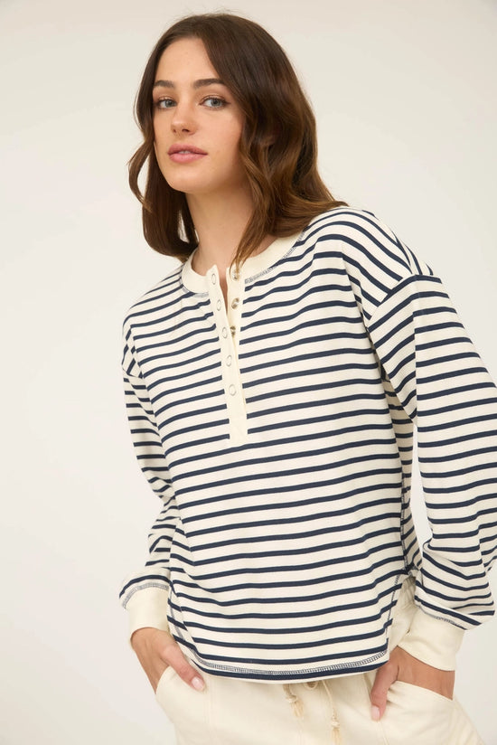 Henley Snap Long Sleeve Top