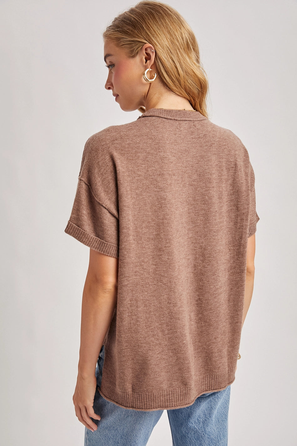 Crewneck Knit T-Shirt | Mocha