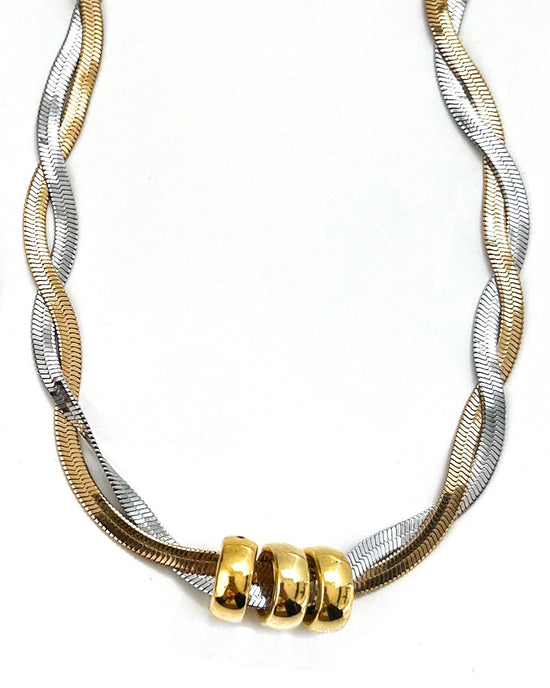 Lennon Gold + Silver Twisted Herringbone Necklace