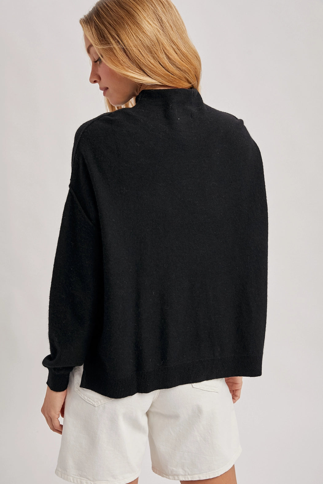 Oversized Slouch Neck Knit Sweater | Black