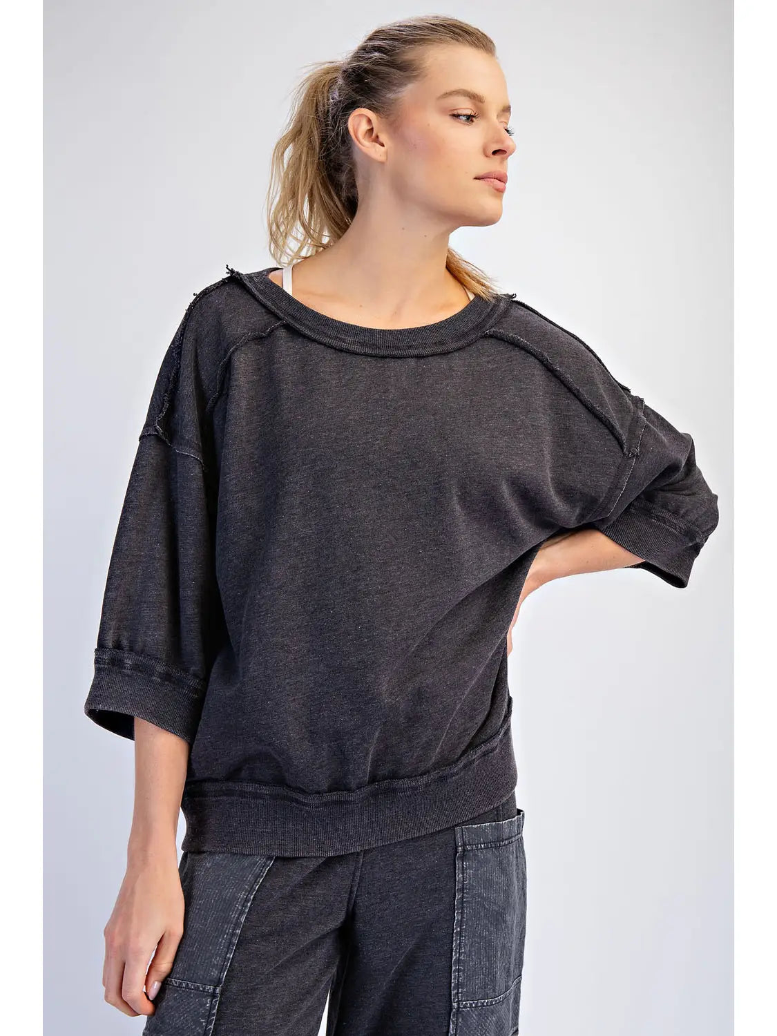 Mineral Washed Terry Short Sleeve Top