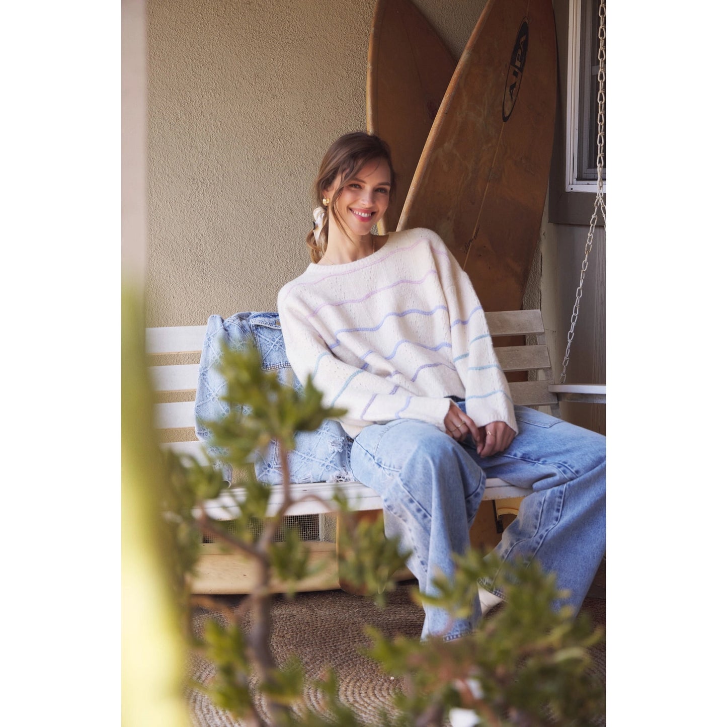 Eco-Conscious Scallop Sweater | Beige