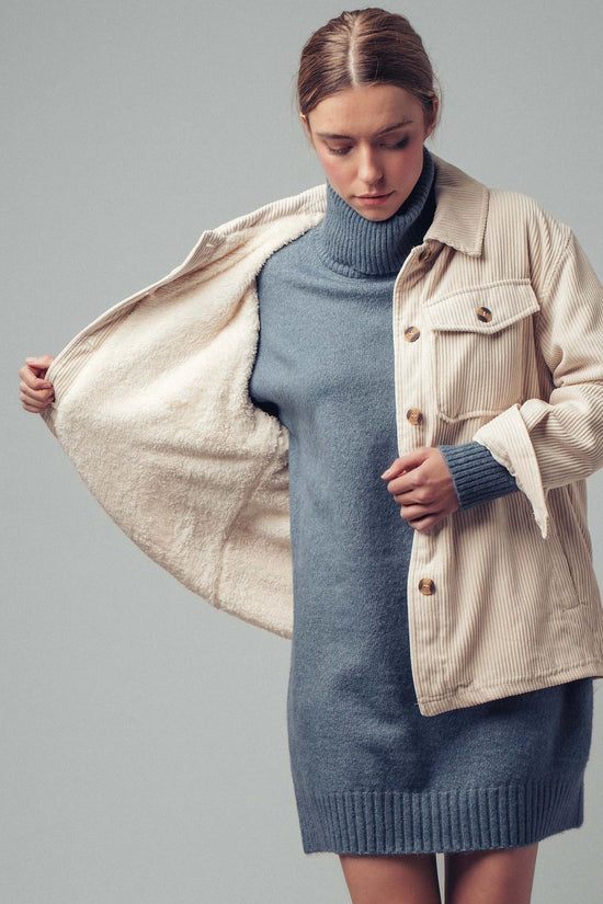 Oversized Sherpa Lined Corduroy Shacket