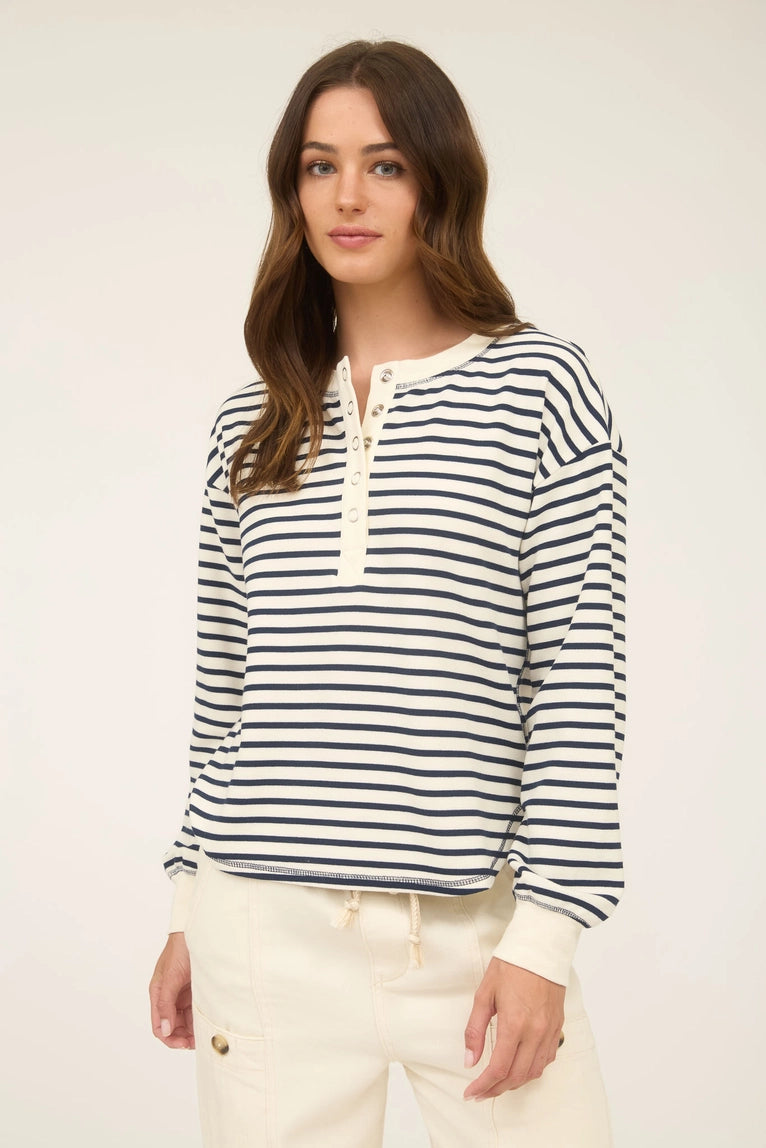 Henley Snap Long Sleeve Top