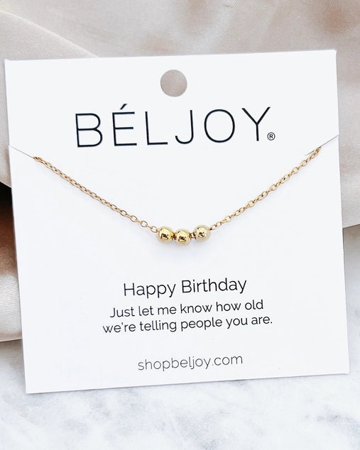 Happy Birthday Gift Necklace - 3 Bead