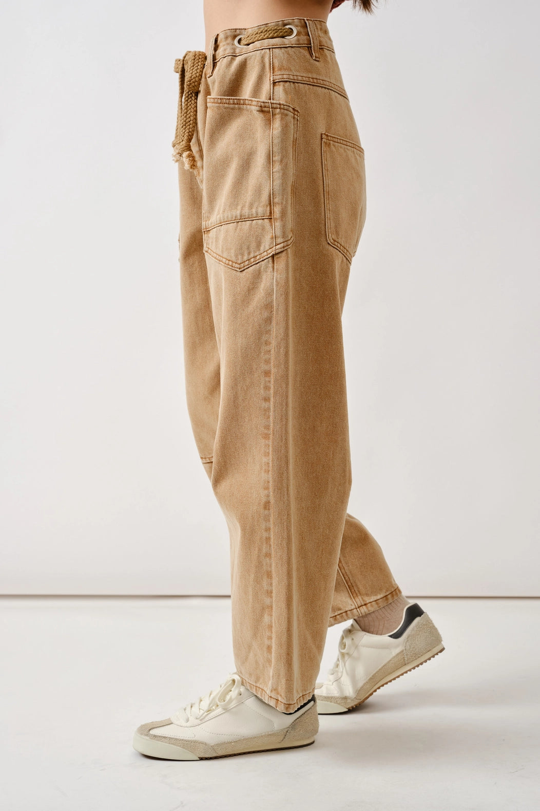 Barrel Denim Drawstring Pants | Camel