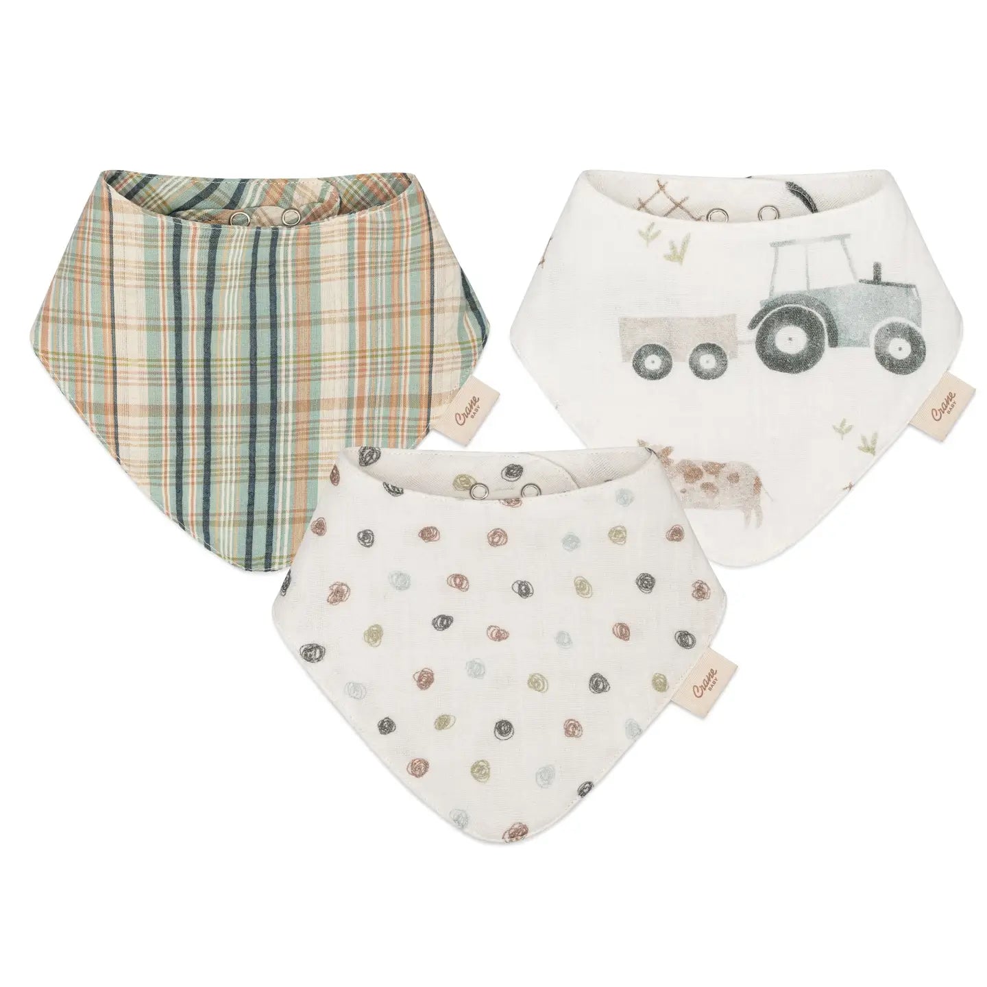 Charlie 3-pc. Farmhouse Tractor Bib Set