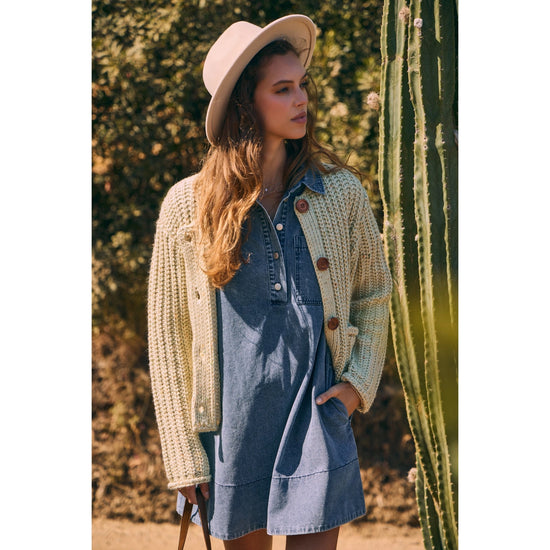 Chunky Sweater Cardigan with Buttons