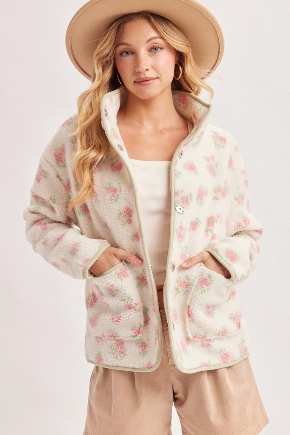 Floral Sherpa Fleece Jacket