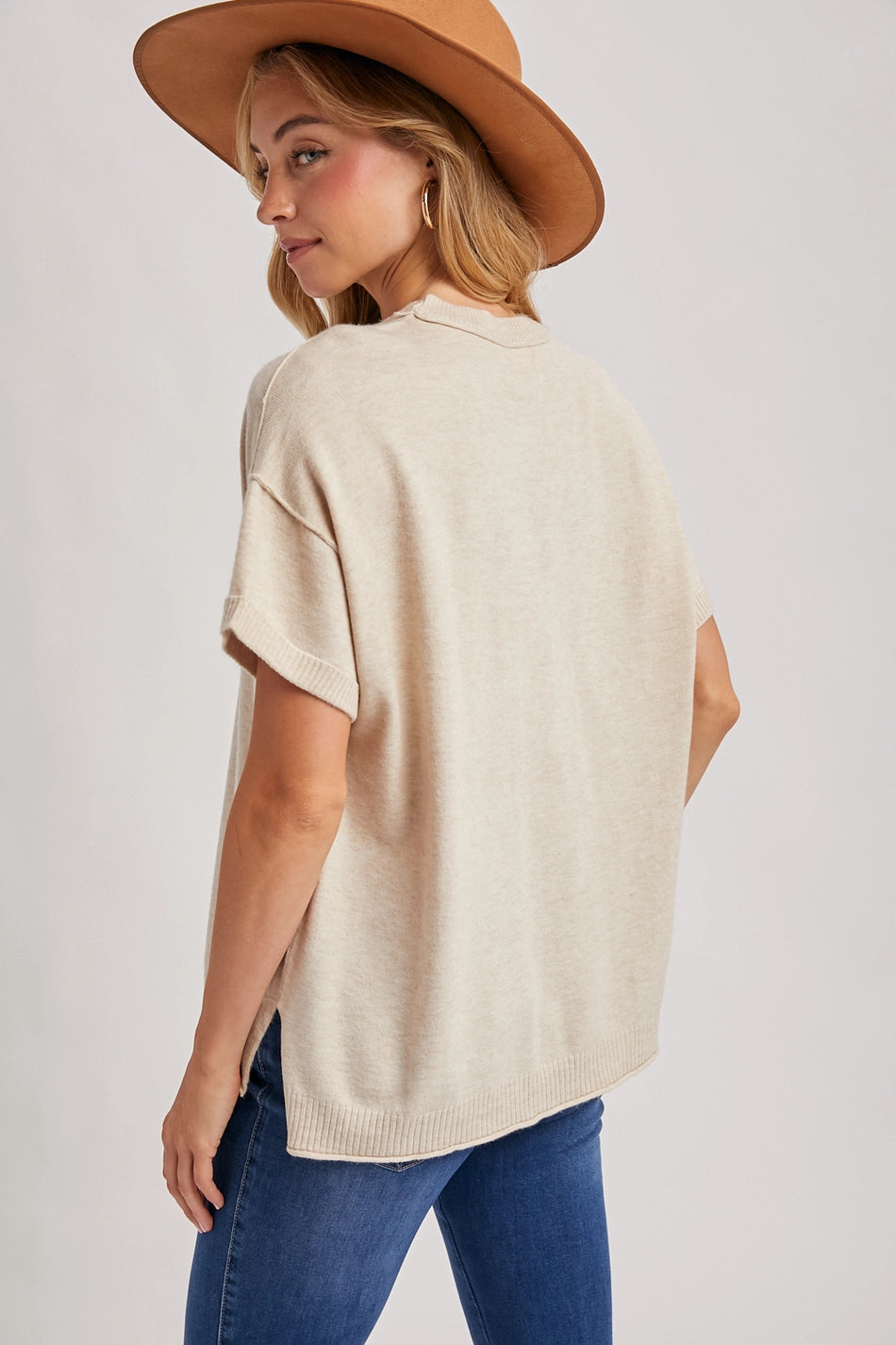Crewneck Knit T-Shirt | Oatmeal