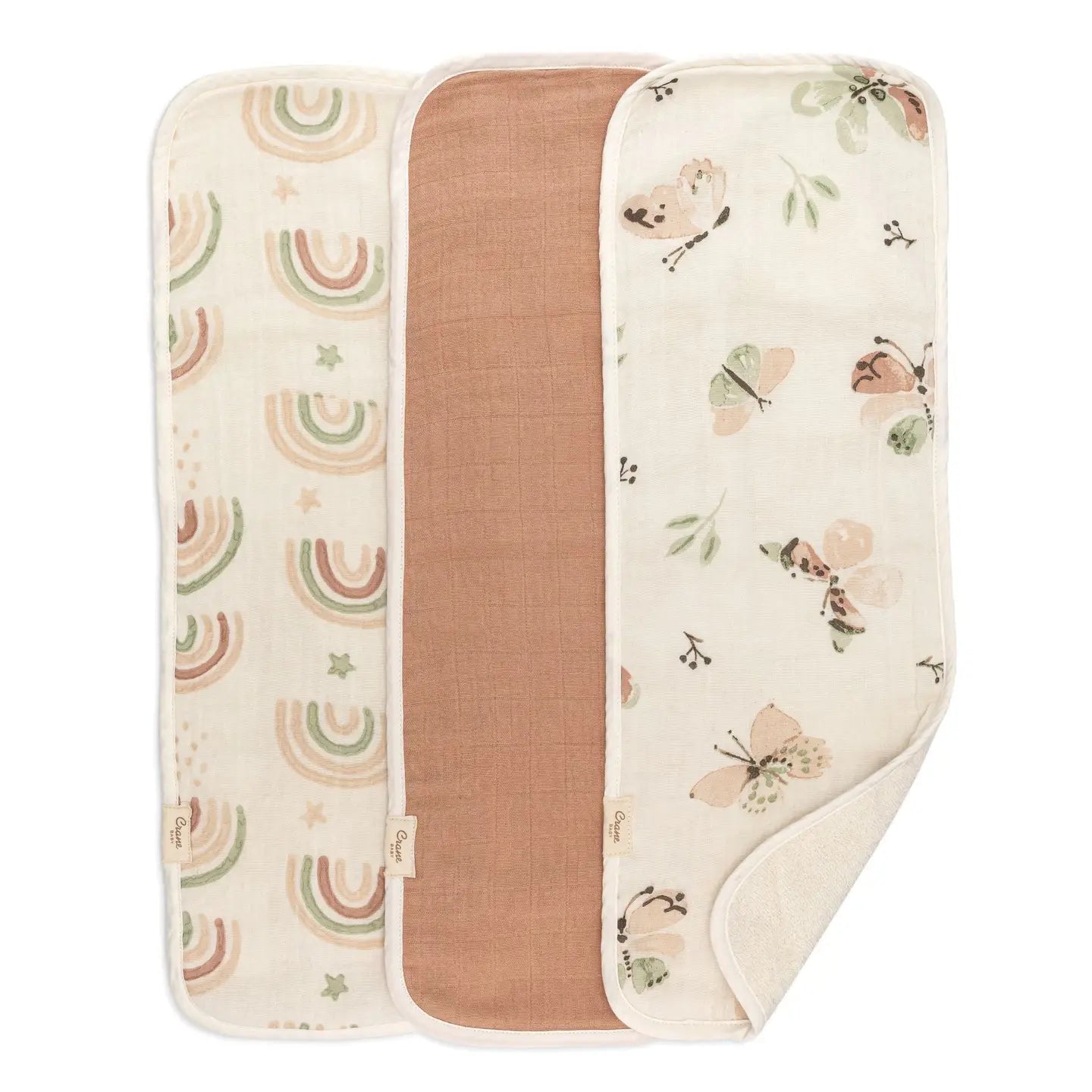 Rainbow/Butterfly 3-pc. Burp Cloth Set
