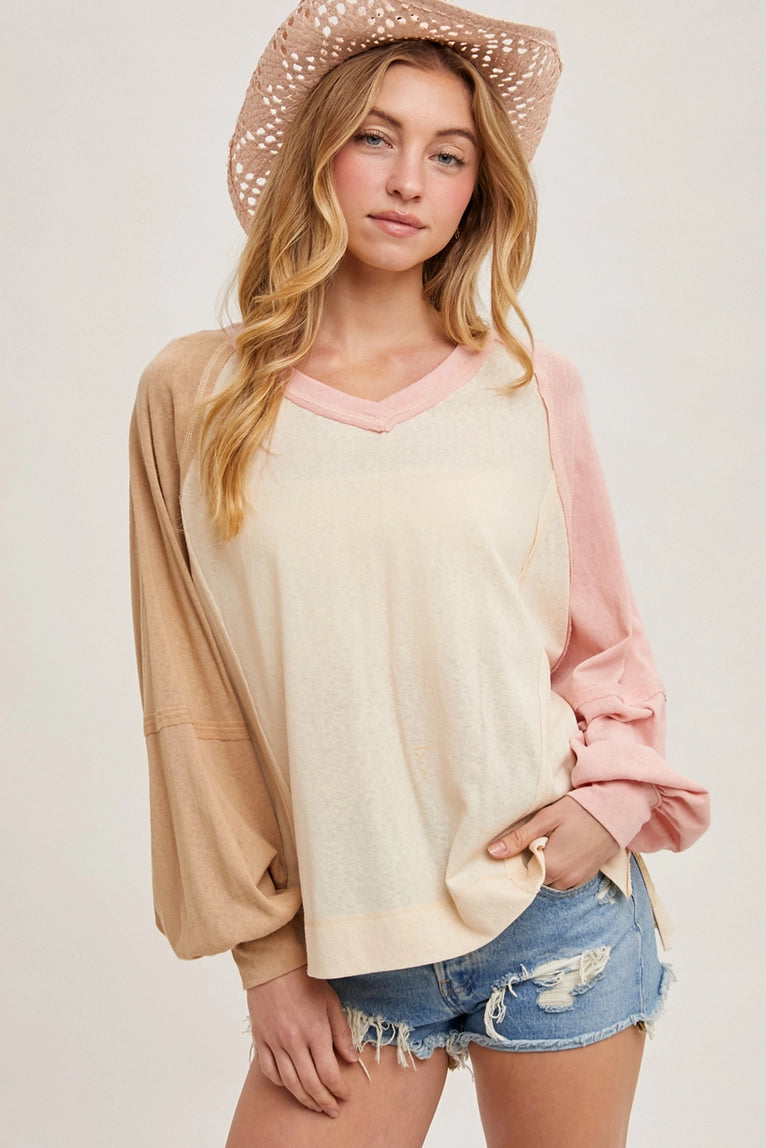 Contrast Tri Color Pullover