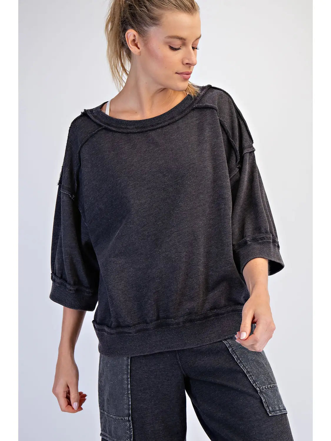 Mineral Washed Terry Short Sleeve Top