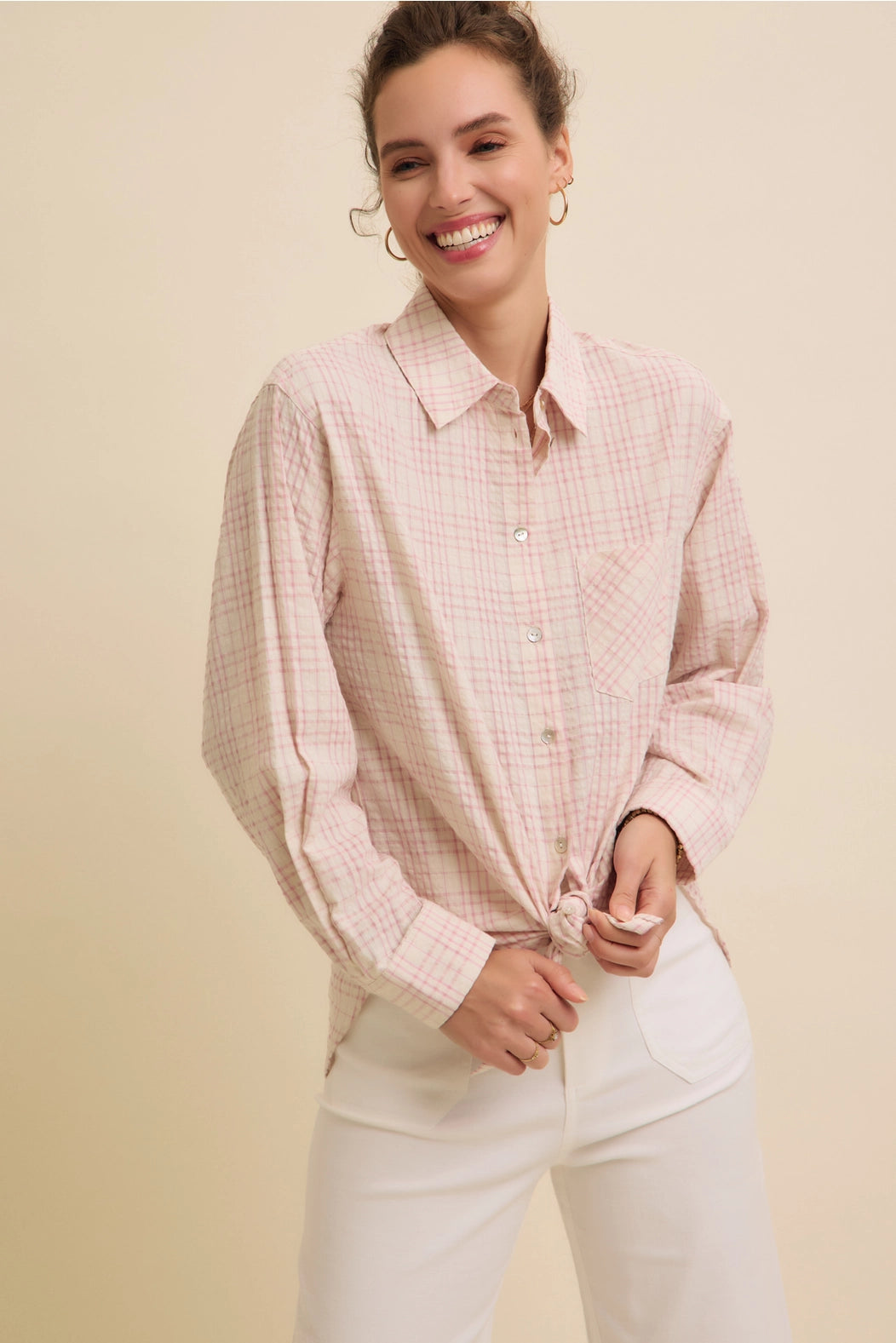 Textured Cotton Plaid Button-Down
