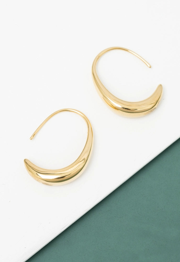 Load image into Gallery viewer, Gold Crescent Moon Thread Drop Earrings
