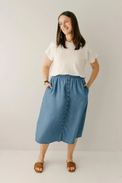Chambray Midi Skirt
