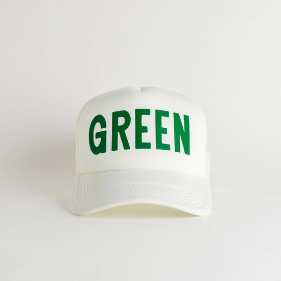 Green Trucker Hat - Snow