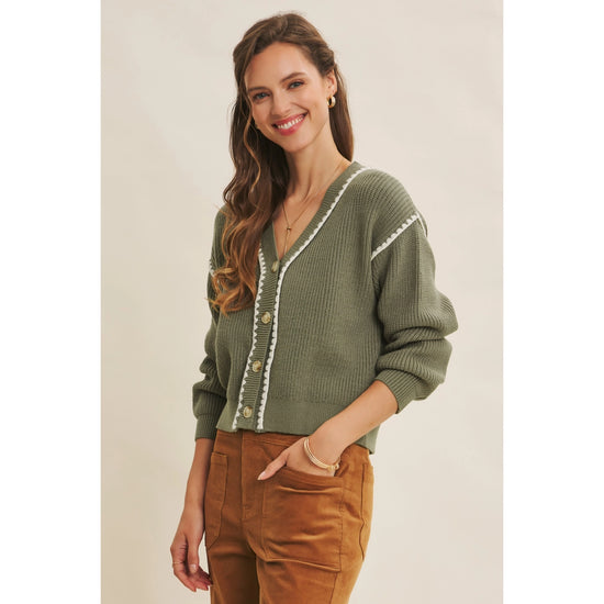 Instant Favorite Contrast Stitch Cardigan