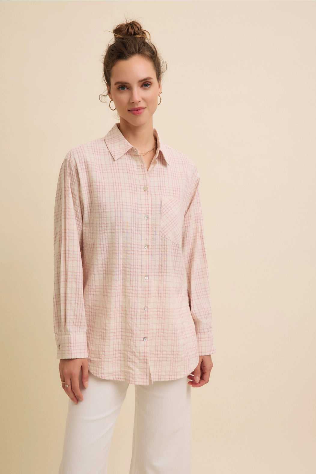 Textured Cotton Plaid Button-Down