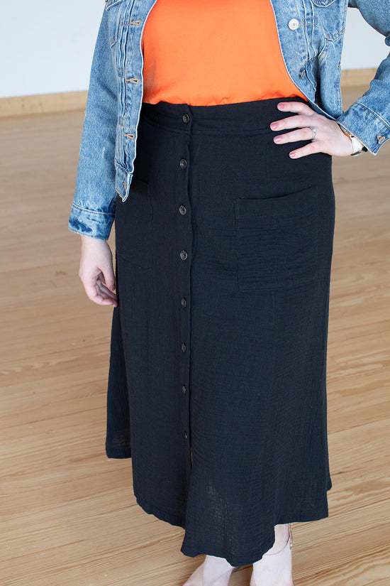 Midi Skirt - Dark Skies Button