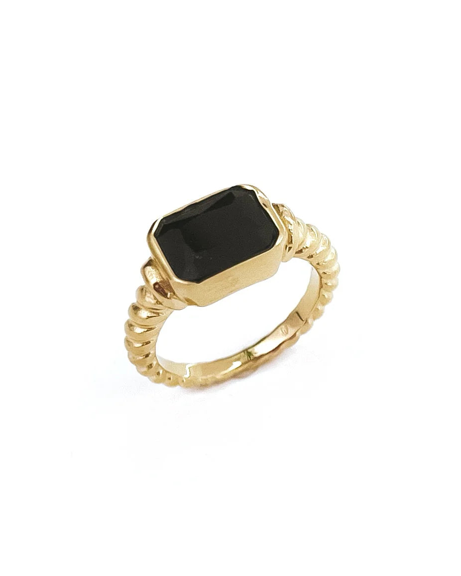 Runa Black Stone Ring - Size 8 & 9