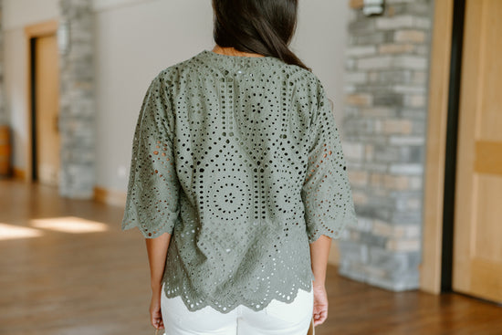 Load image into Gallery viewer, Lace Flow Blouse - Olive
