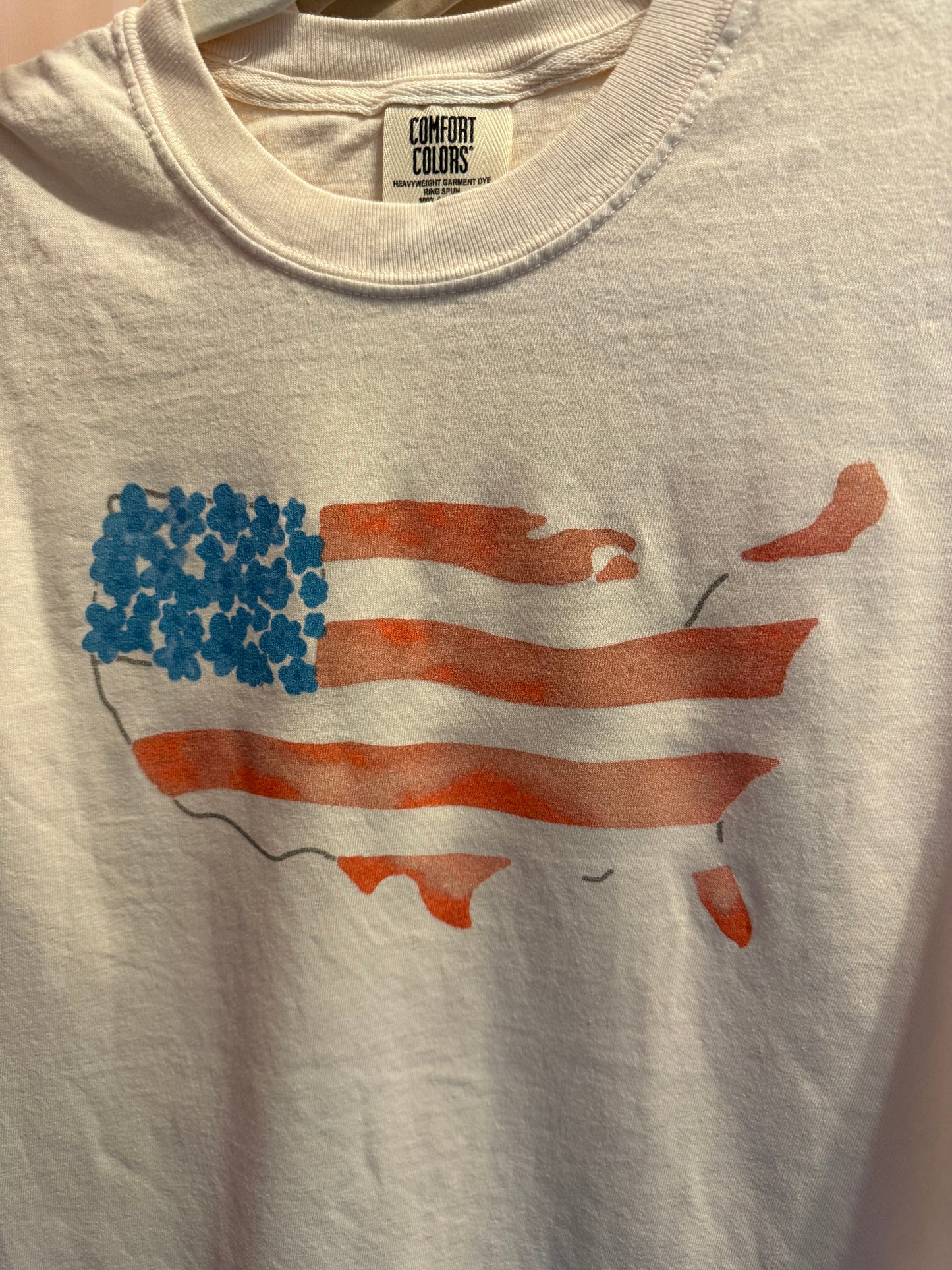 Watercolor Floral American Flag Graphic Tee