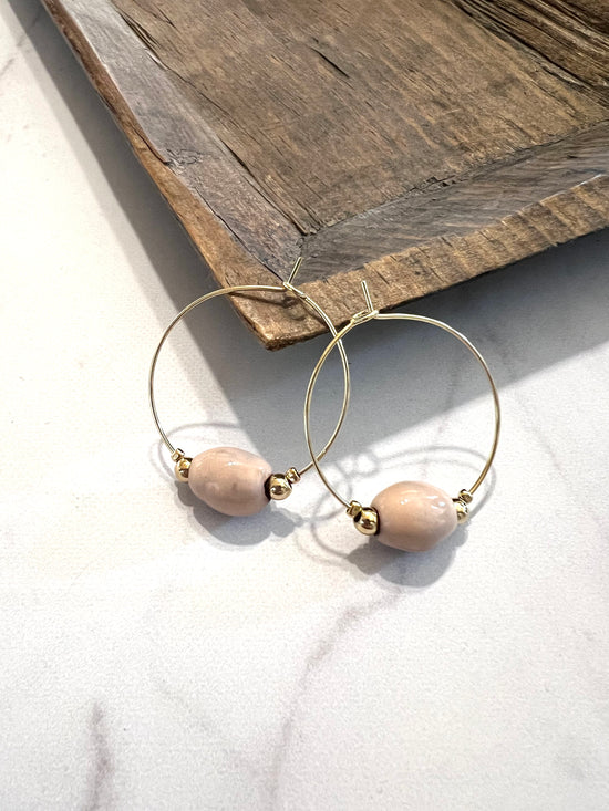 Oval Bead Gold Earrings