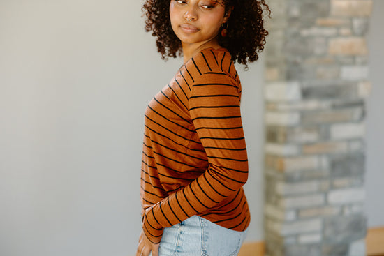 Long Sleeve V-Neck Tee - Sienna