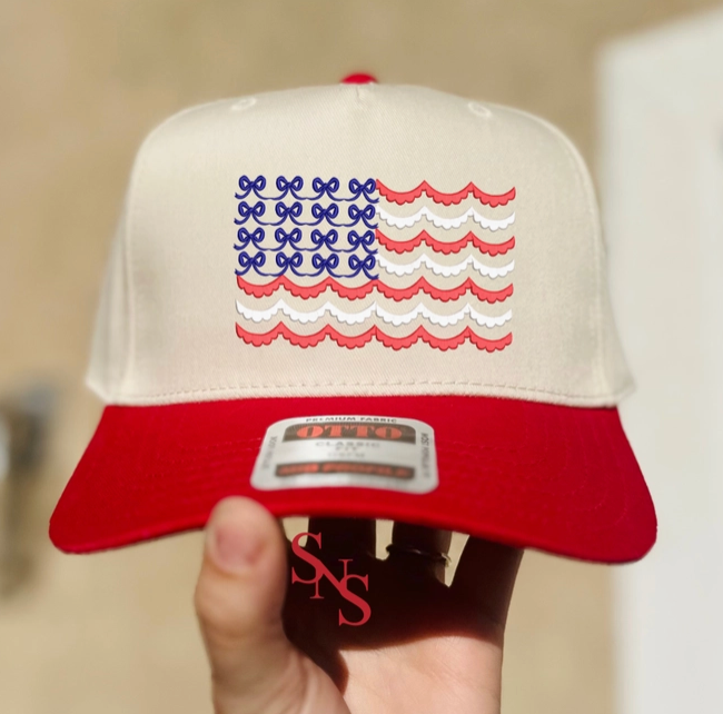 USA Bow Flag Embroidered Hat