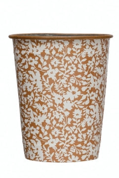 Mustard Floral Print Metal Bucket