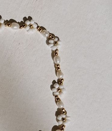 Freshwater Pearl and Flower Beaded Ring