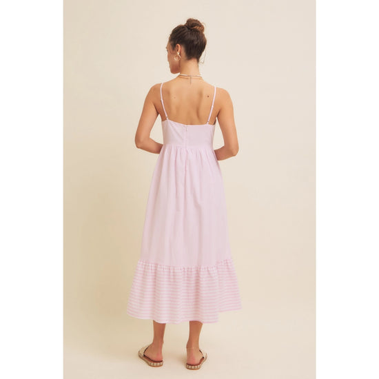 Perfect Pastel Embroidered Stripe Midi Dress
