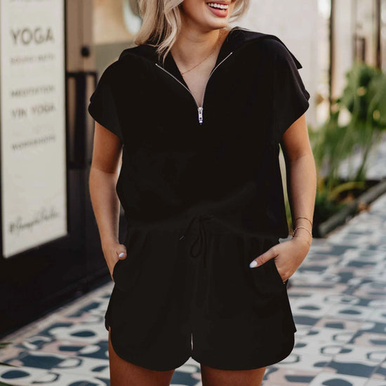 Black Scuba Quarter Zip Top