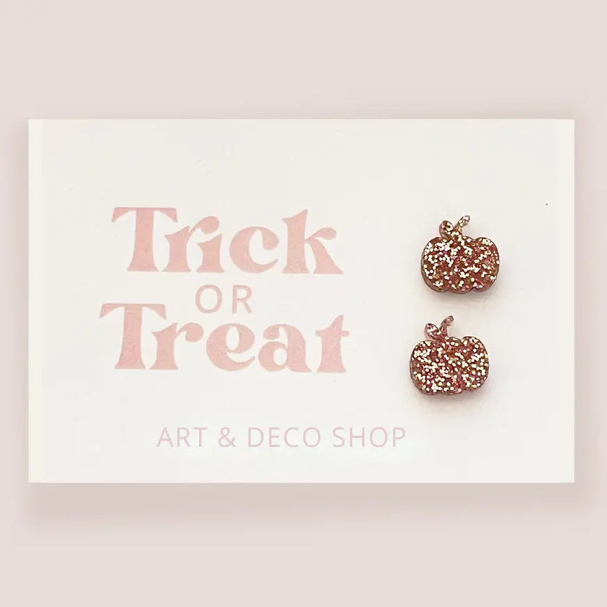 Trick or Treat Glitter Pumpkins Stud Earrings