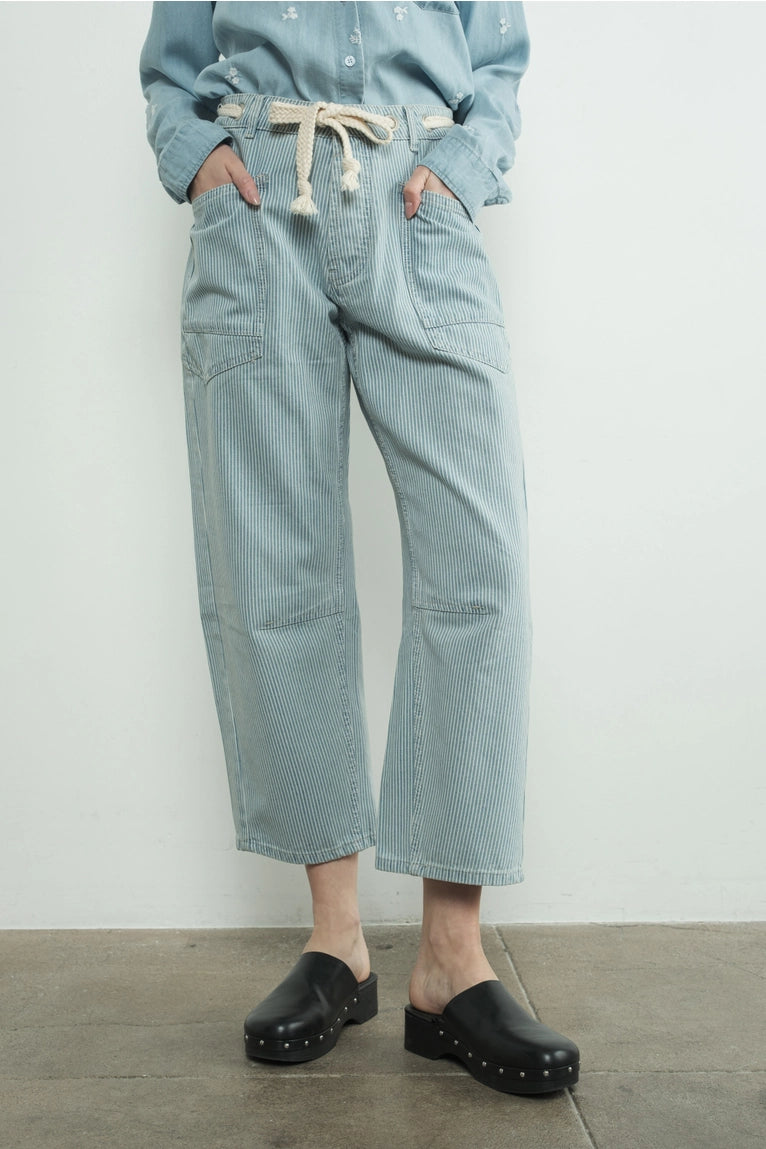 Barrel Denim Drawstring Pants | Striped