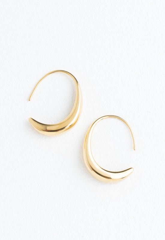 Gold Crescent Moon Thread Drop Earrings