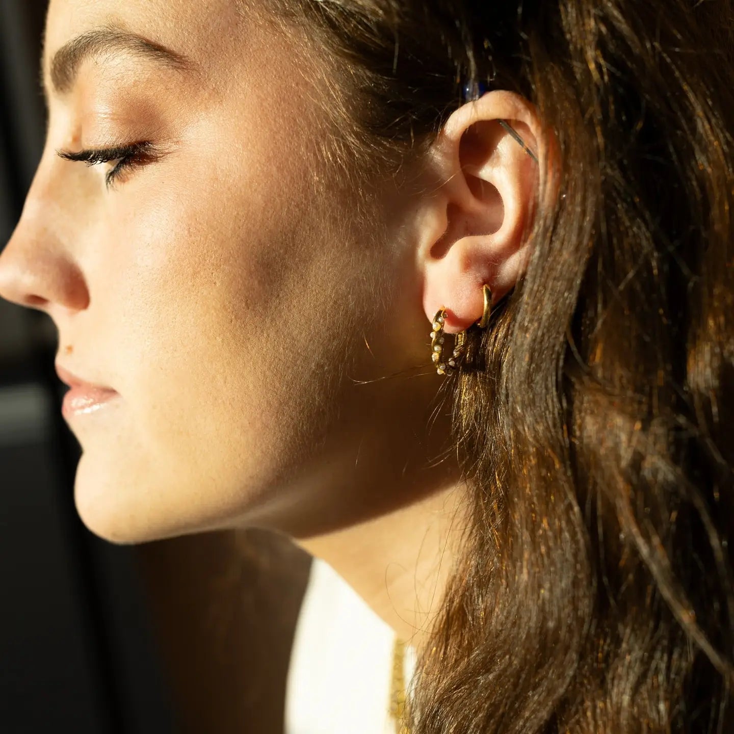 Ellie Pearl Hoops - Gold