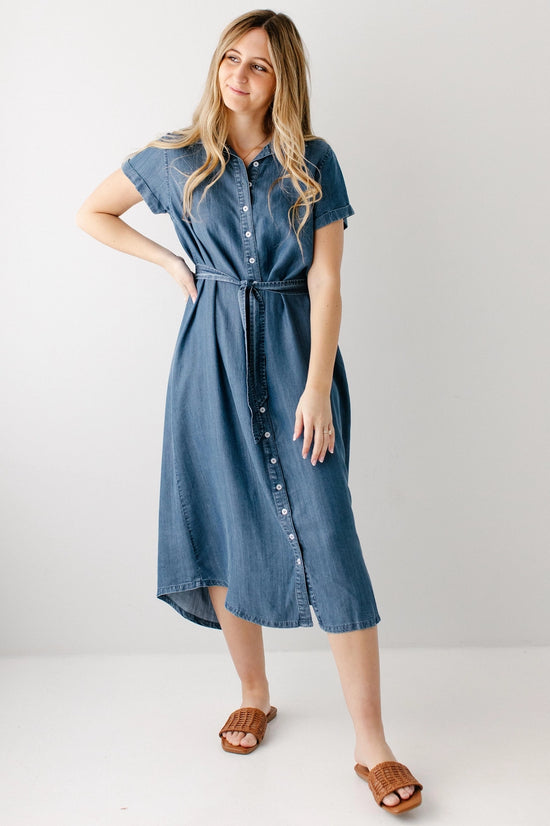 Chambray Button Down Midi Dress Small Chambray Button Down Midi Dress Small
