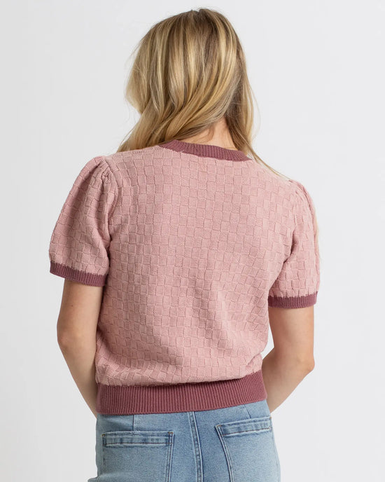 Textured Short Sleeve Sweater | Pale Mauve