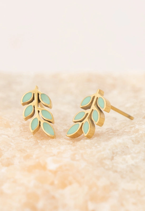 Load image into Gallery viewer, Rowen Leaf Studs in Mint
