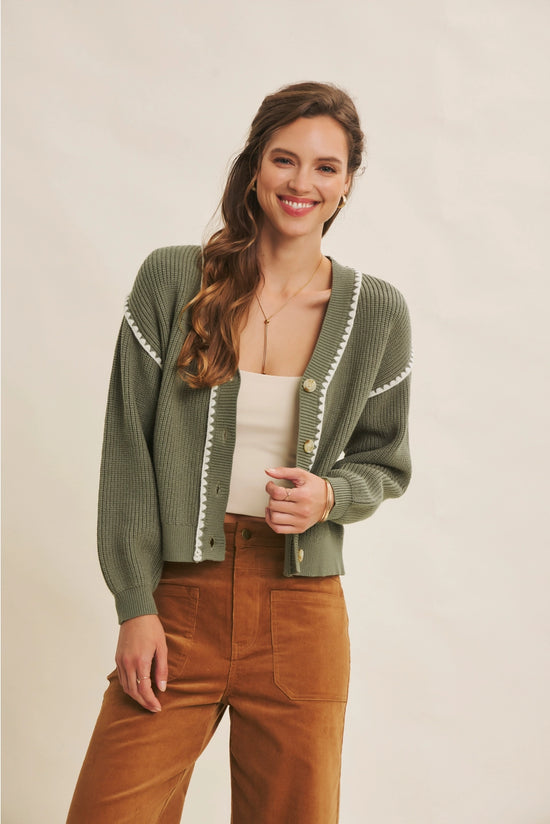 Instant Favorite Contrast Stitch Cardigan