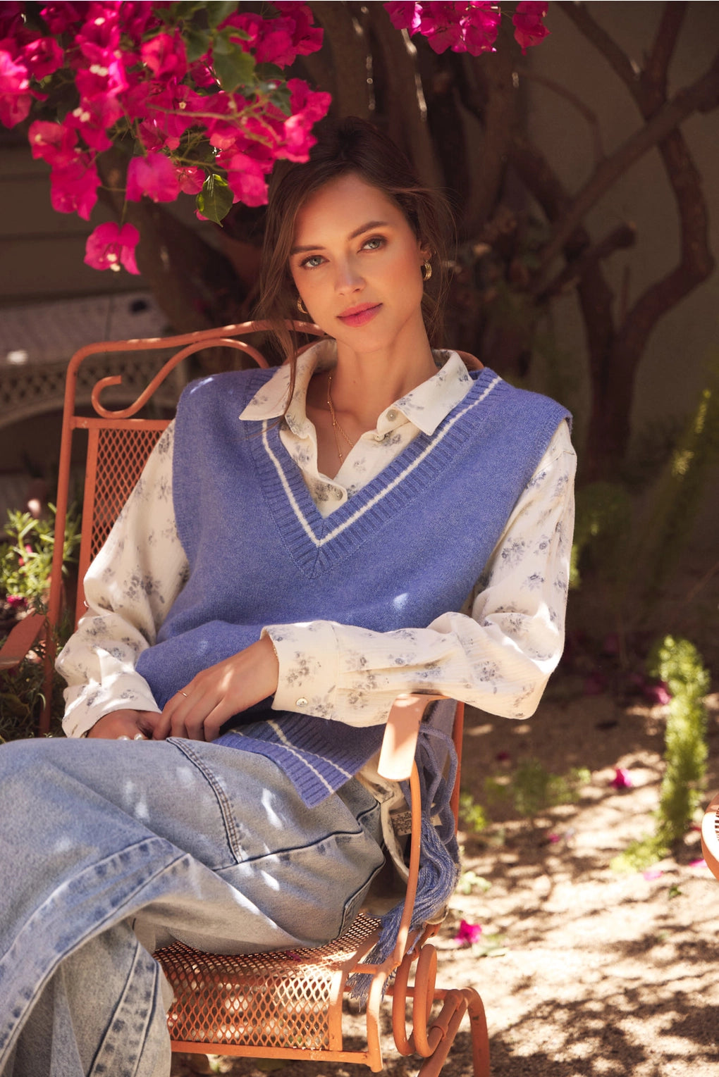 Floral Cotton Gauze Oversized Button-Down Shirt
