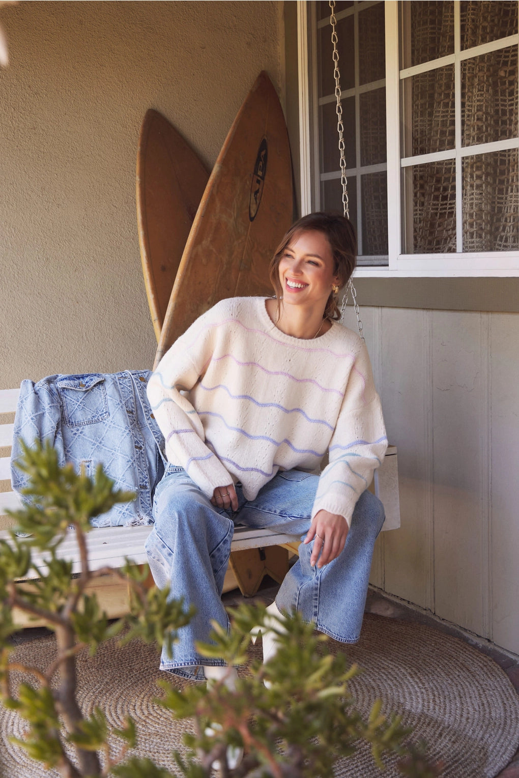 Eco-Conscious Scallop Sweater | Beige
