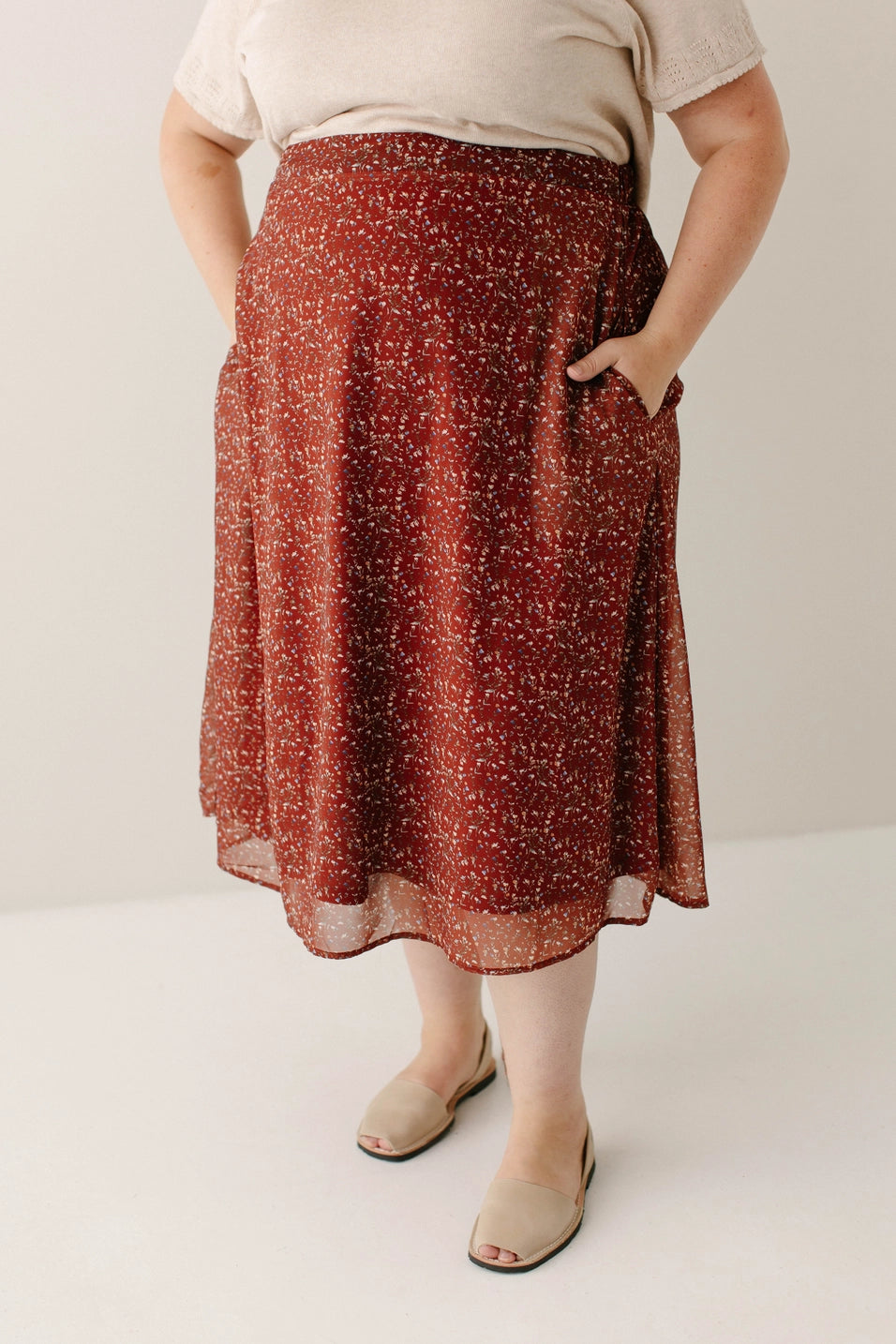 Chiffon Floral Midi Skirt