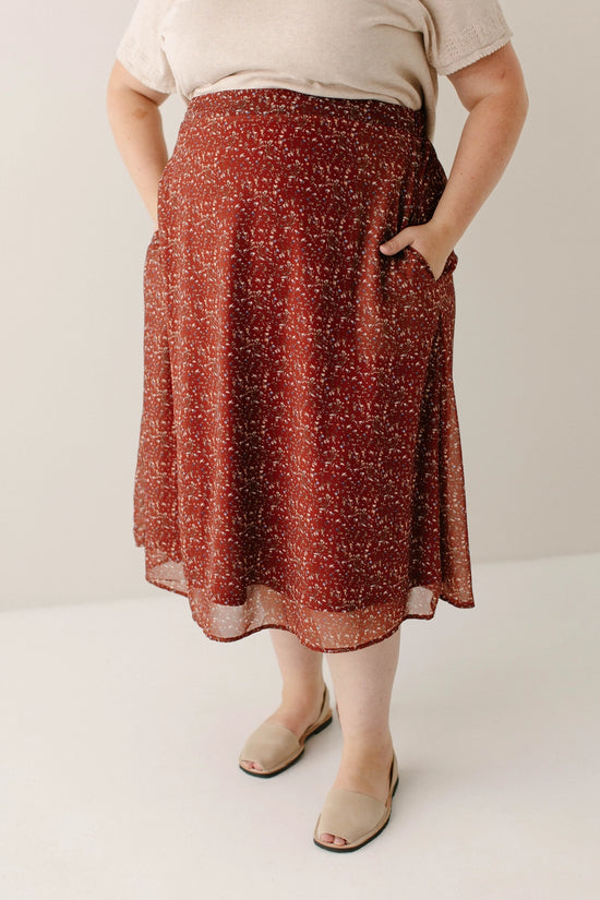 Chiffon Floral Midi Skirt