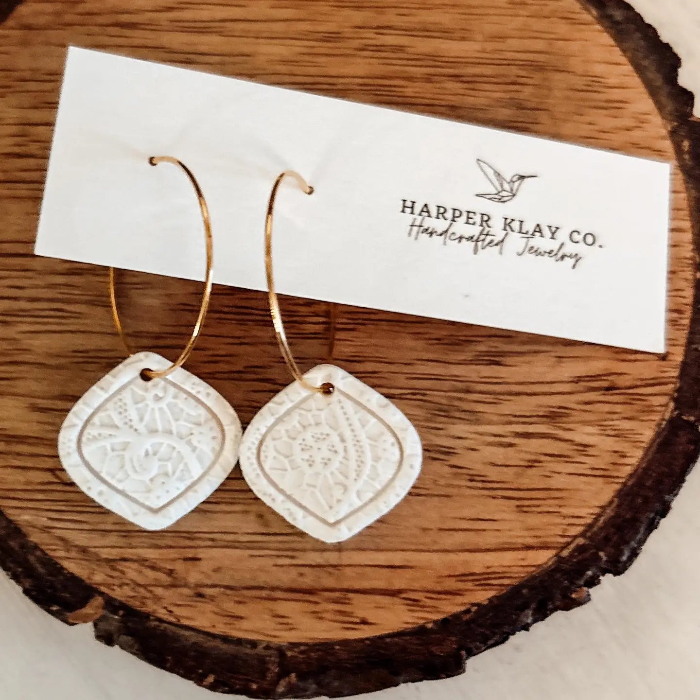 Lucky in Lace Set - Polymer Clay Hoop Earrings