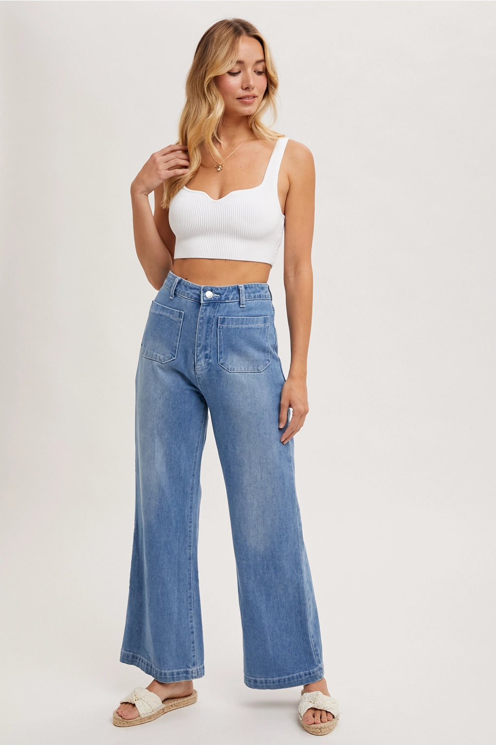 High Rise Wide Leg Denim Jeans